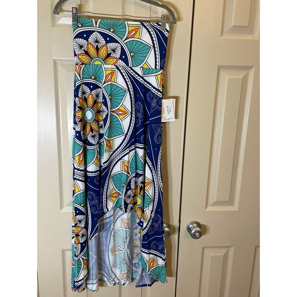 Lularoe Olivia High Low Skirt Womens XS Blue Mandala NWT Flowy Boho Maxi